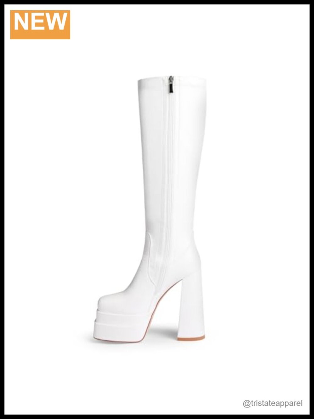 Platform Knee High Boots Faux Leather Block Heel Zip Up Cosplay - Picture 3 of 6